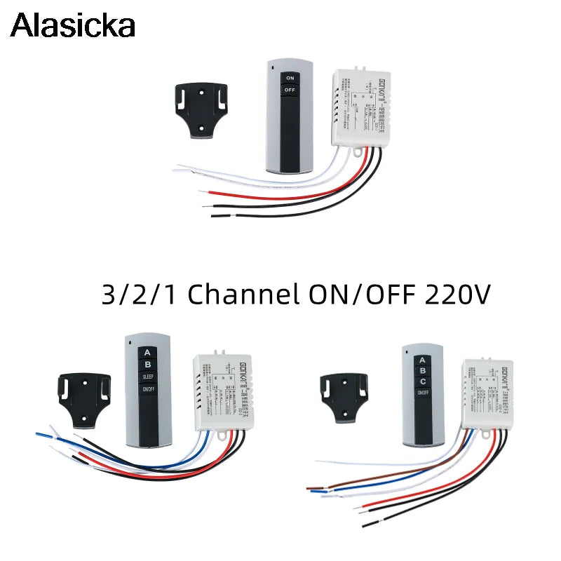 220V Wireless Remote Control Switch 1/2/3 Channel RF 433MHz Remote Control Switch Babs