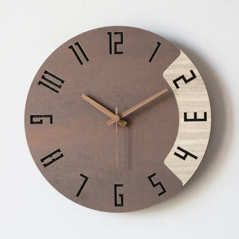 Nordic Silent Wall Clock – Modern Minimalist Wood & Acrylic Decor Silent Wall Clock Babs Brown 15 Inch