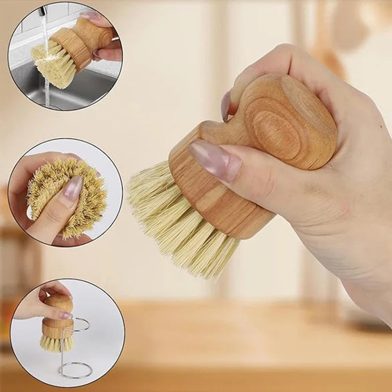 Wooden Dish Brush – Natural Sisal & Coconut Fiber | Eco-Friendly Kitchen Cleaning Brush Babs