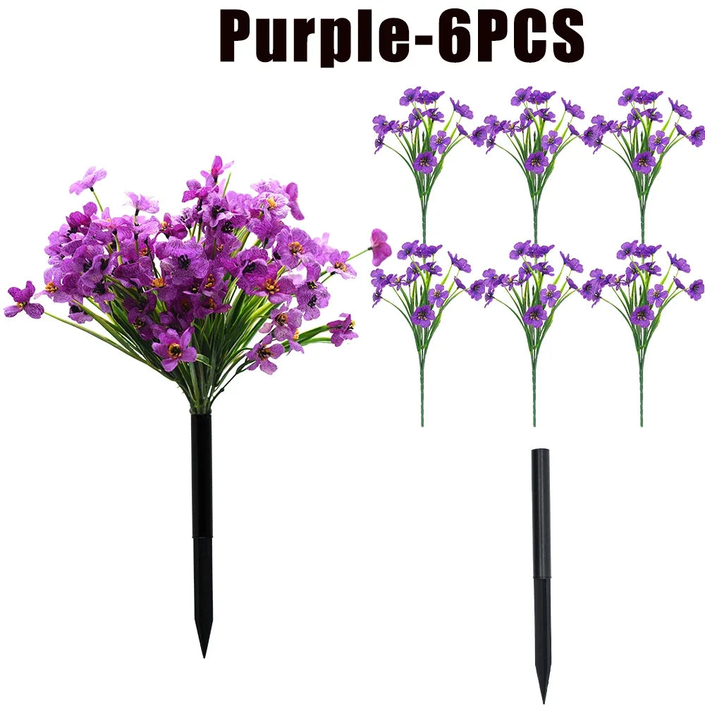 UV Resistant Artificial Violet Flowers – Garden & Wedding Décor Artificial Flower Shrubs Babs Purple-6PCS