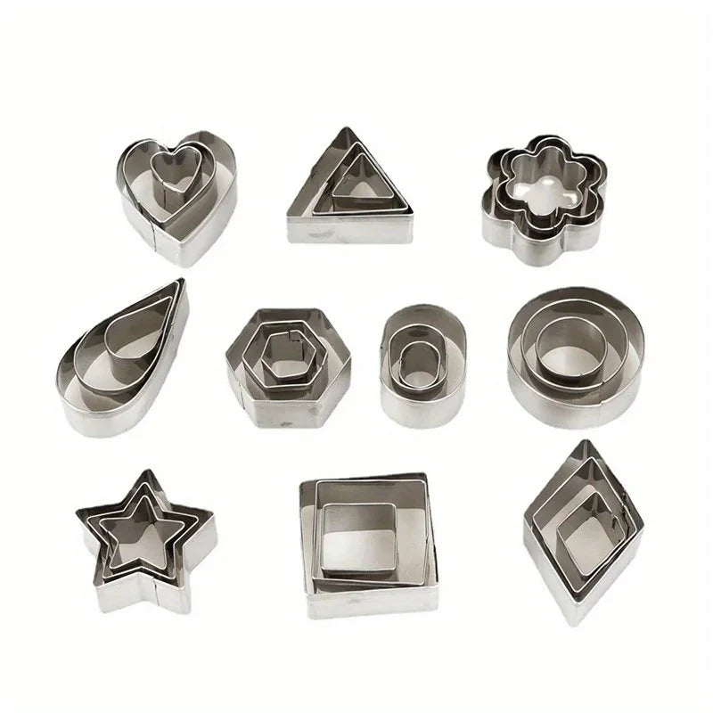 30-Pc Mini Stainless Steel Cookie Cutter Set – 10 Shapes Cookie Cutter Set Babs