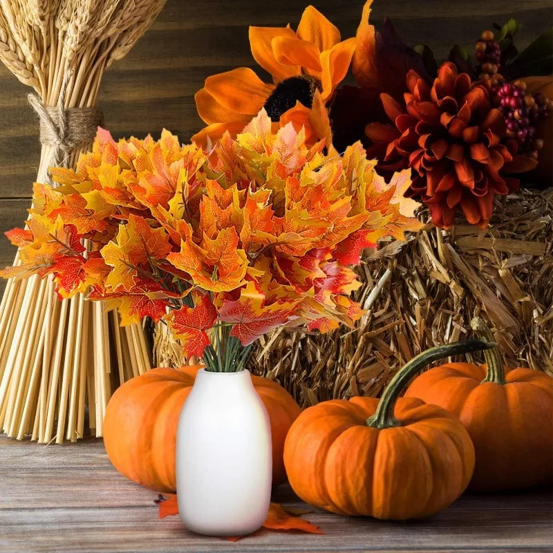 Artificial Autumn Maple Leaf Bouquet – Fall Table Décor Artificial Leaf Bouquet Babs