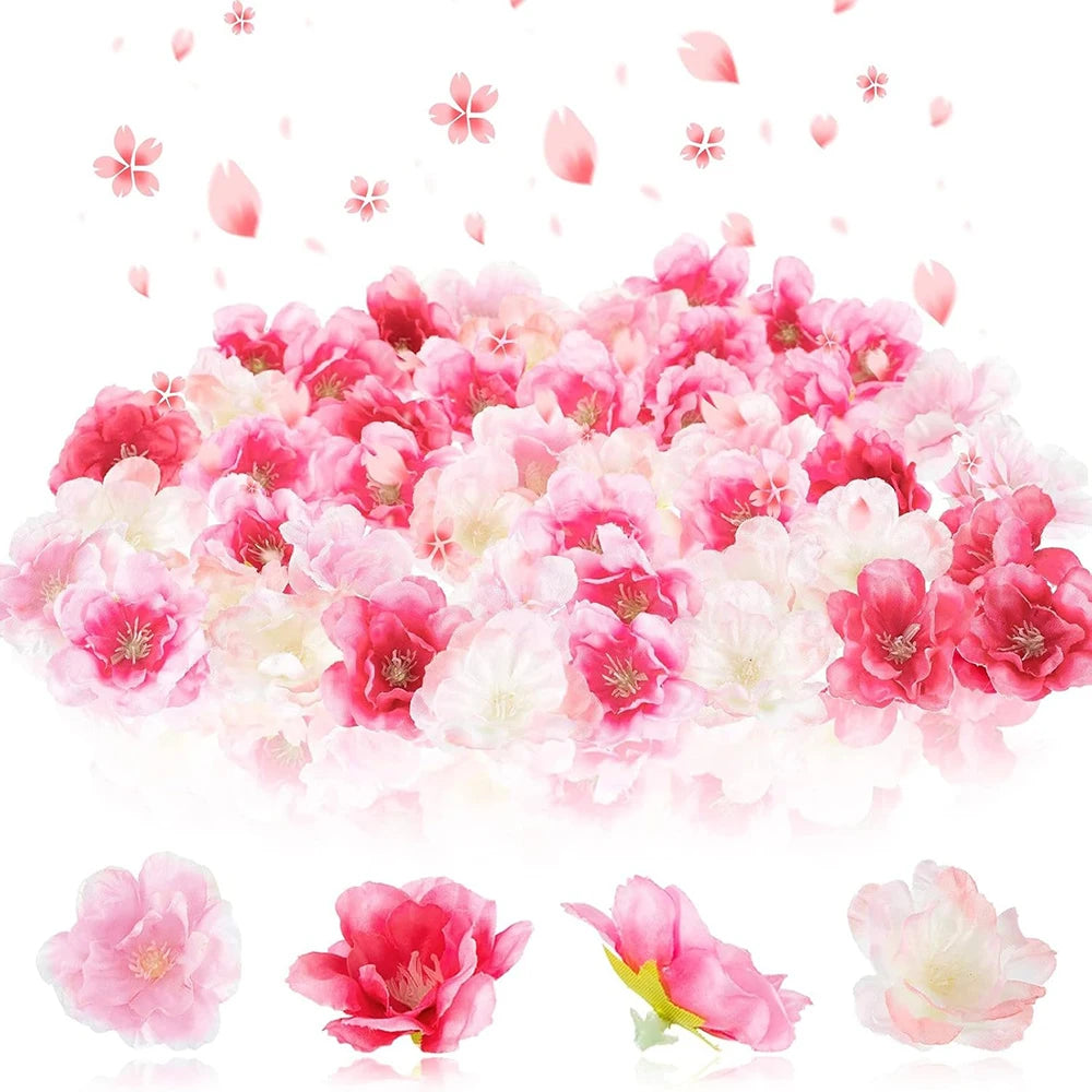Artificial Cherry Blossom Heads – Silk Peach Flower Decor 10/20/50 Artificial Flower Heads Babs
