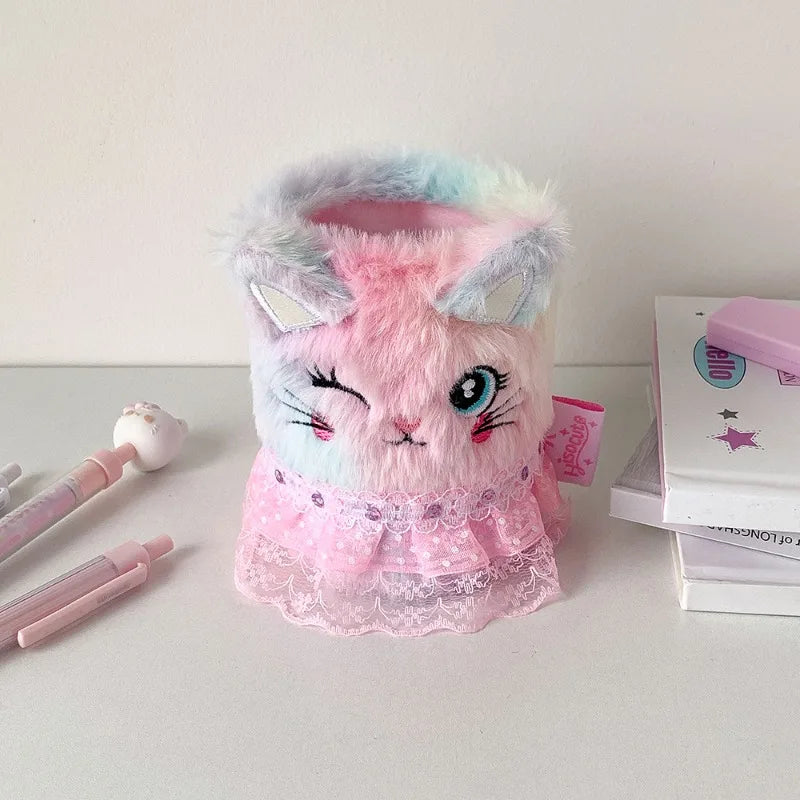 Cute Cartoon Plush Pen Holder – Desktop Stationery Organizer Plush Pen Holder Babs