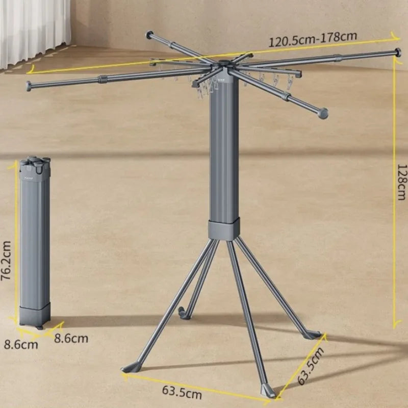 Retractable Folding Clothes Drying Rack – Floor Standing Hanger Clothes Drying Rack Babs Grey