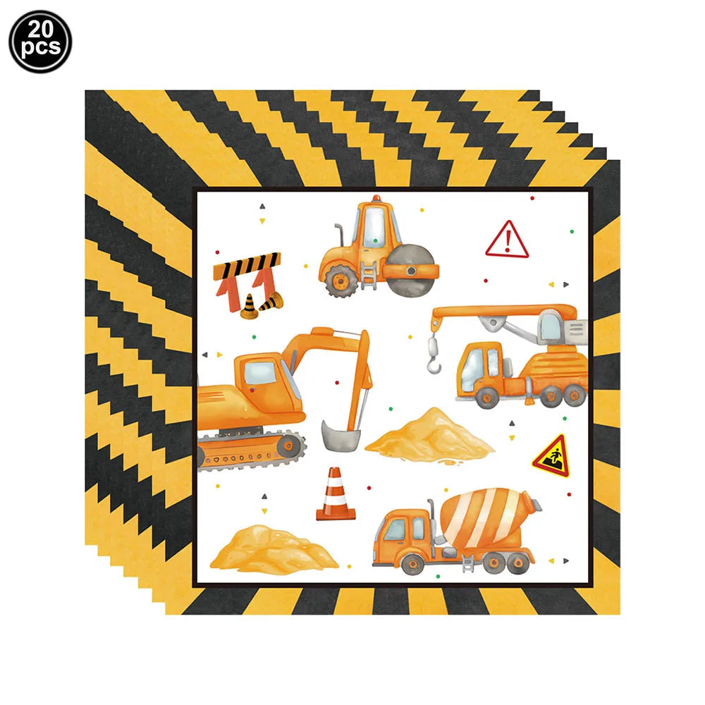 Construction Cake Toppers – Dump Truck & Excavator Party Decor Cake Toppers Babs black