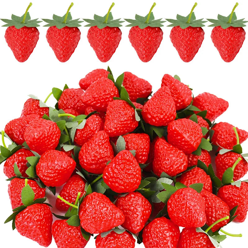 Artificial Strawberries Fake Plastic Fruit Décor – 10/20 Pcs Artificial Fruit Decor Babs Strawberry 20Pcs