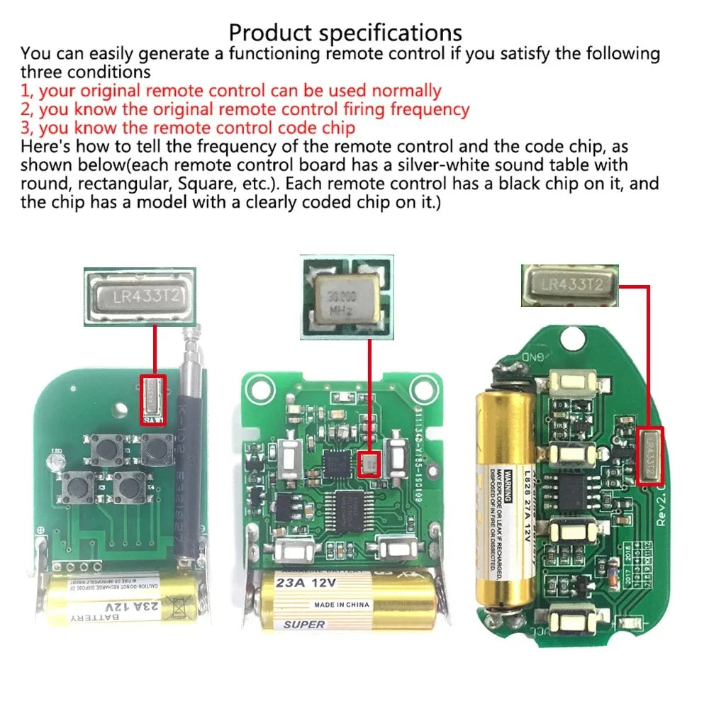 20PCS 433MHz 4-Button Remote Control Duplicator Cloning Kit Remote Control Duplicator Babs