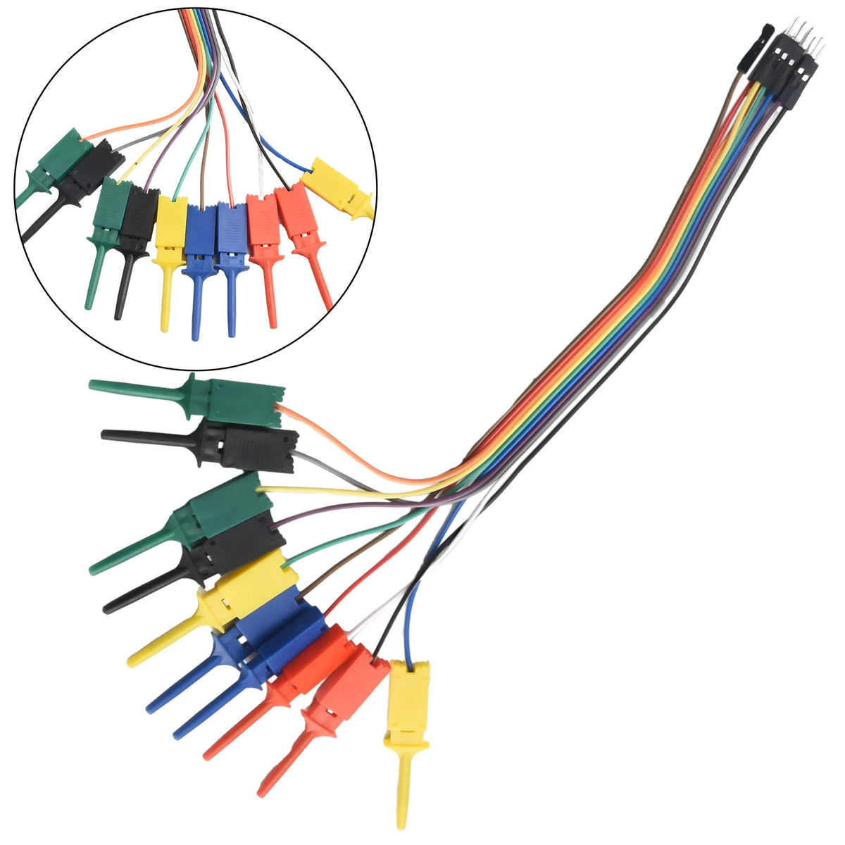 20cm 10-Pin Logic Analyzer Test Hook Clip Cable – 5 Colors Logic Analyzer Probe Babs