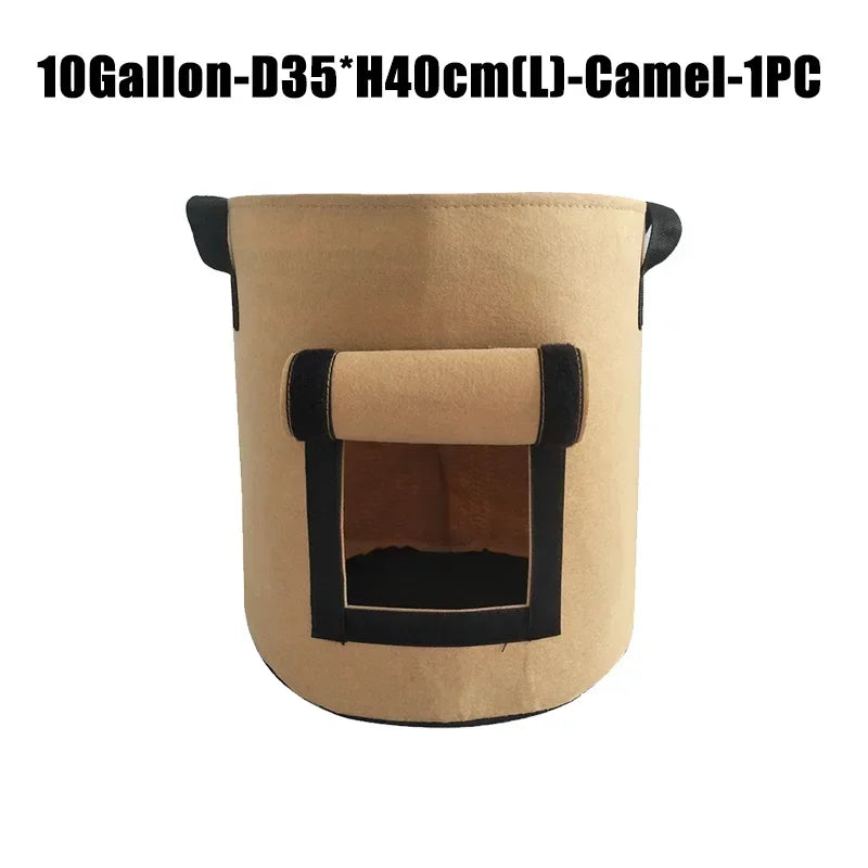 5/10 Gallon Fabric Plant Grow Bags – Potato & Vegetable Planter Fabric Grow Bags Babs Camel L-1PC