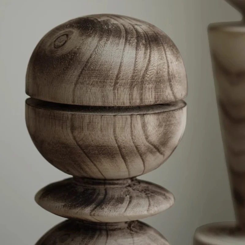Nordic Retro Solid Wood Figurine Sculpture | Modern Home Décor Decorative Figurine Babs