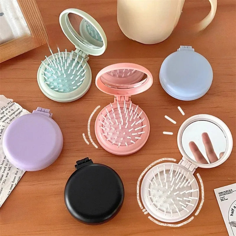 Folding Hair Comb with Mirror – Portable Air Cushion Brush Folding Hair Comb Babs