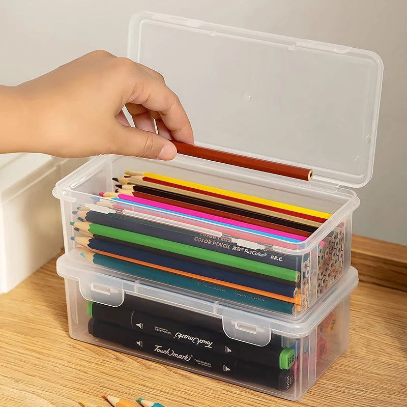 Clear Stackable Pencil Box – Large Capacity Plastic Organizer Pencil Storage Box Babs