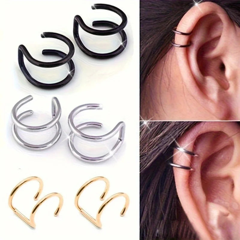 Clip-On Earrings Nose & Lip Ring Fake Piercing Jewelry Set Clip-On Jewelry Set Babs