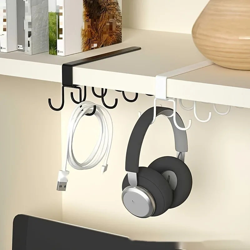 Under Cabinet Cup Holder & Kitchen Hanging Hooks – Iron Cabinet Hook Organizer Babs