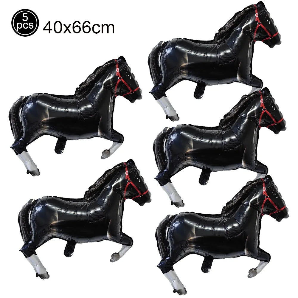 5-Piece Western Cowboy Foil Balloons – Party Decor Set Party Foil Balloons Babs ROSE RED As show