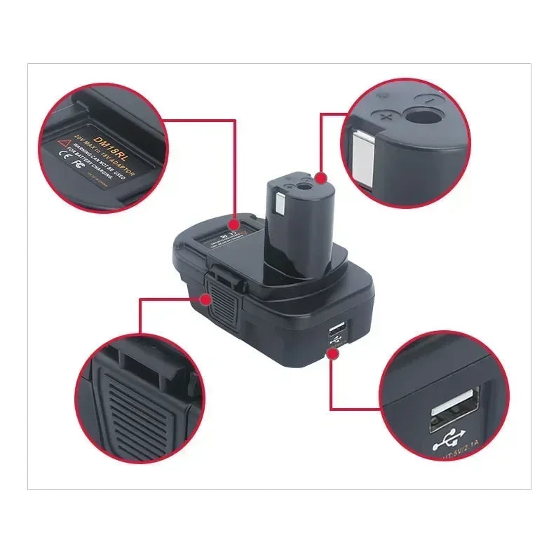 DM18RL Battery Adapter: Dewalt 20V & Milwaukee M18 to Ryobi Battery Converter Adapter Babs