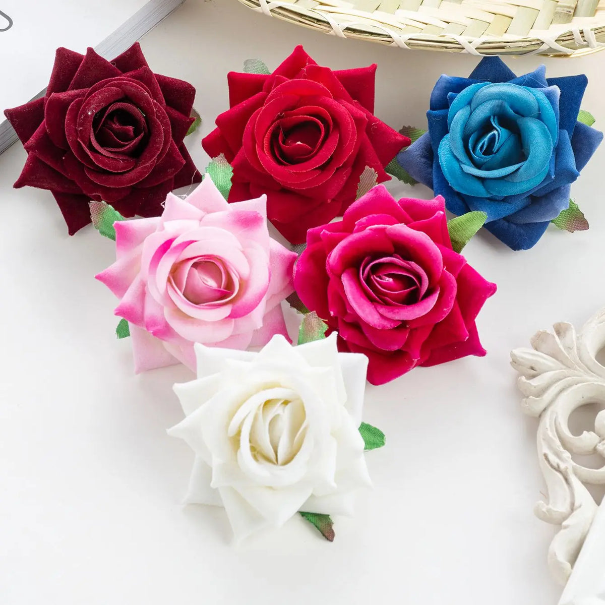 Silk Artificial Rose Heads 5/10 Pcs – Wedding & Home Décor Artificial Silk Flowers Babs