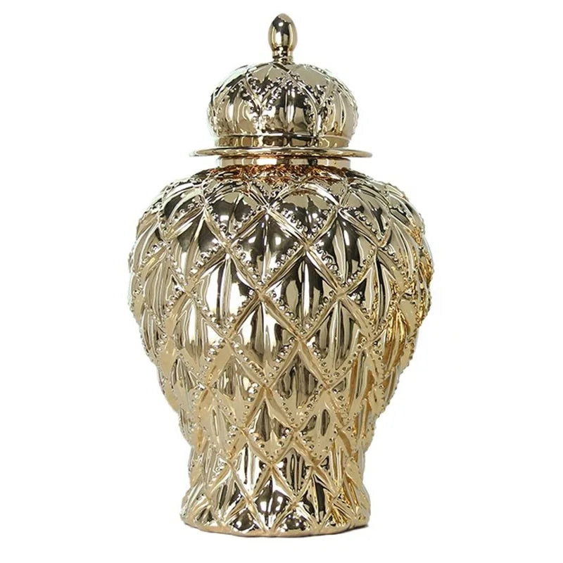 Electroplated Ceramic Vase – Luxury Ikebana Flower Decor Decorative Ceramic Vase Babs Gold-Small
