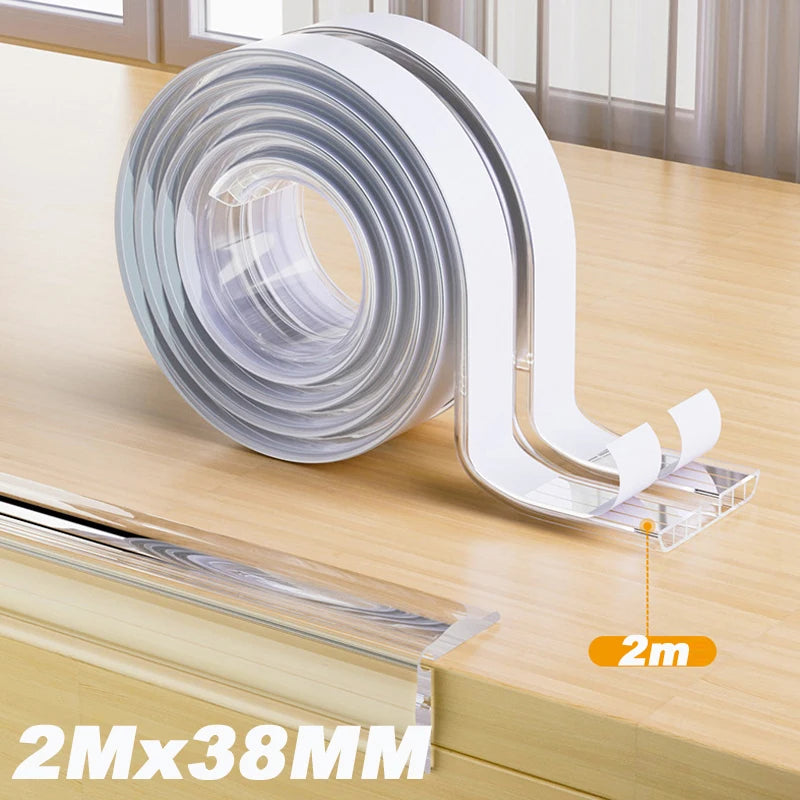2M Clear Silicone Table Edge Guard & Corner Protector Strip Baby Safety Guard Babs 2Mx38MM