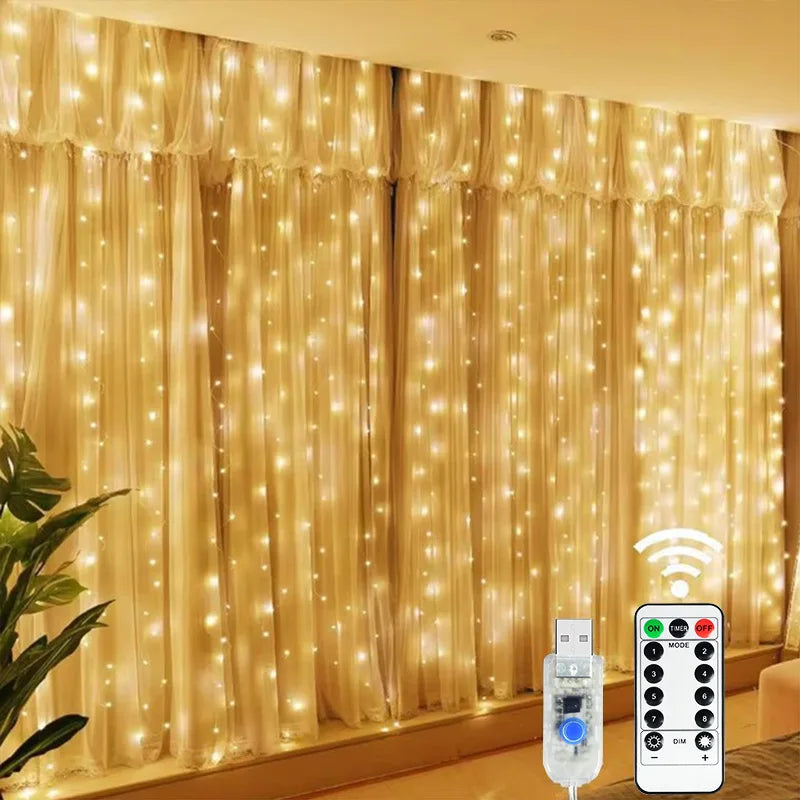 Christmas LED Curtain Fairy String Lights – USB, 8 Modes LED Curtain String Lights Babs