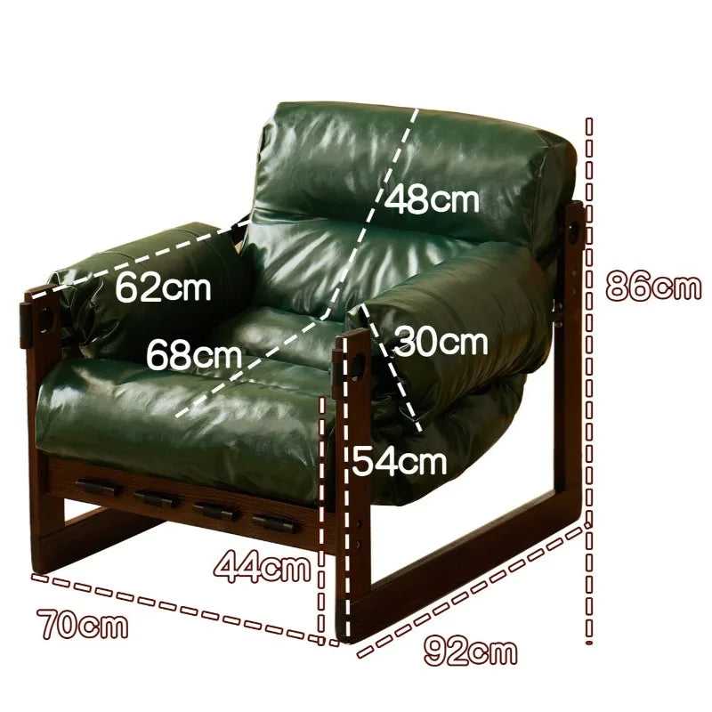 Retro Luxury Armchair – Genuine Leather & Oak Wood Sofa Chair Leather Armchair Babs