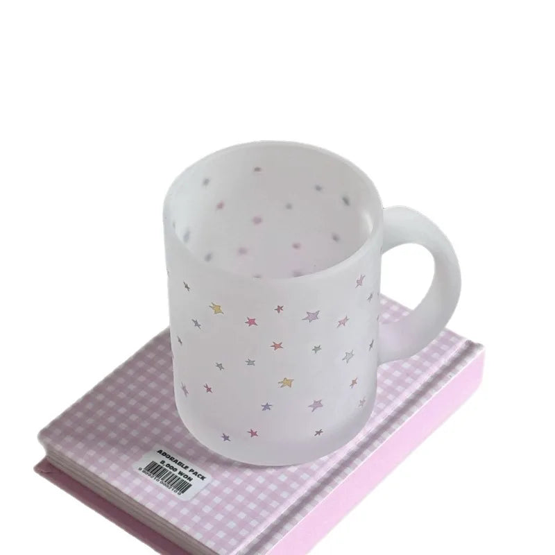 Star Pattern Glass Mug with Handle | Coffee & Milk Cup Glass Coffee Mug Babs