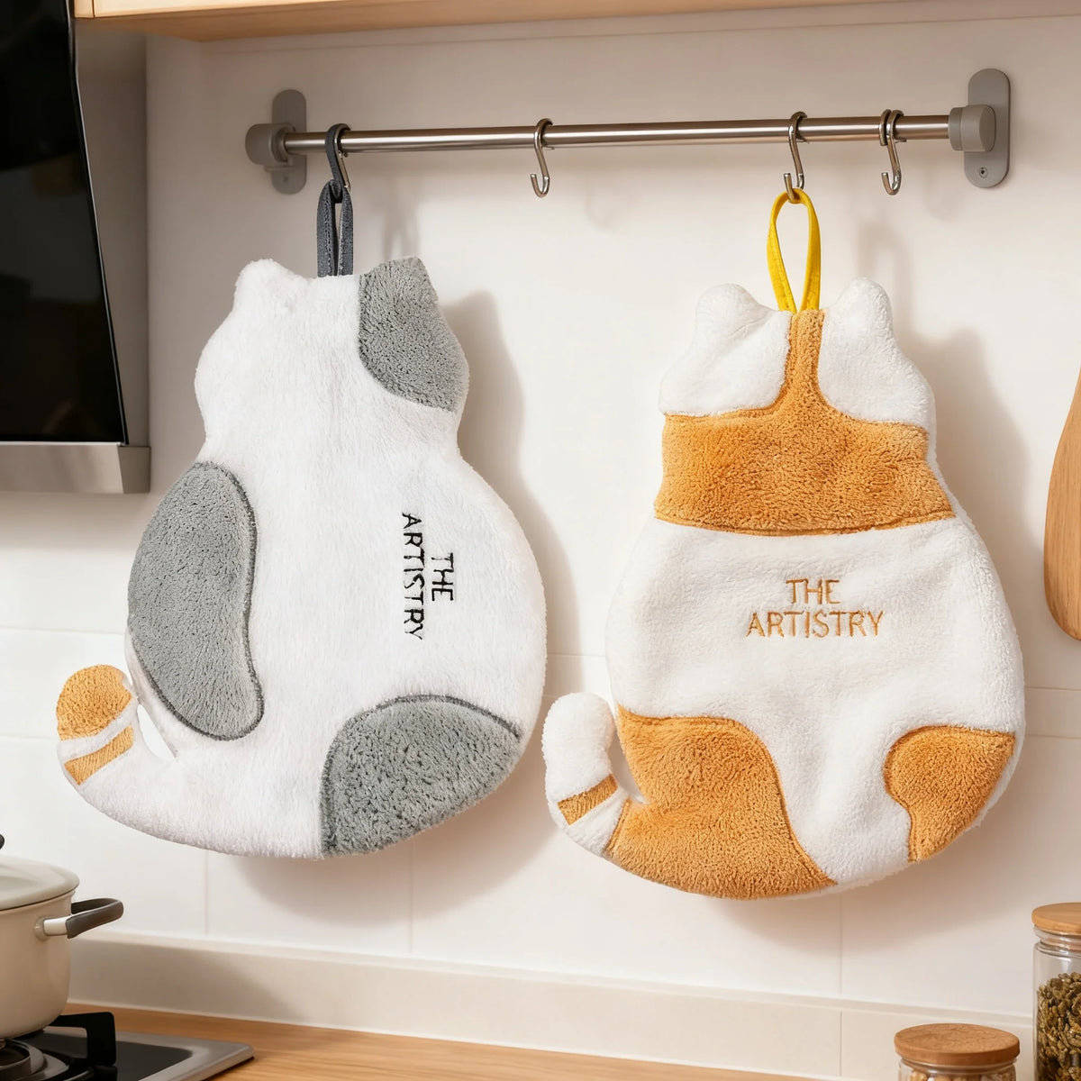 Cat Hand Towels with Hanging Loop – Microfiber Coral Fleece Hand Towel Babs