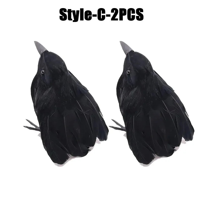 Simulation Black Crow Raven Garden Decor & Bird Repellent Garden Bird Deterrent Babs Style C-2PCS