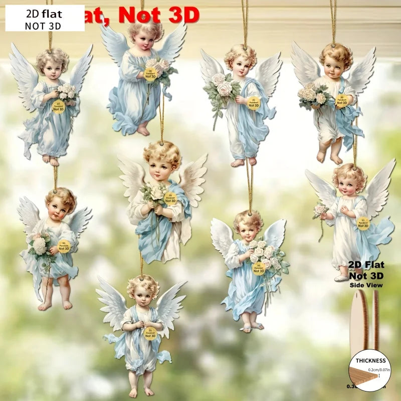 2D Blue Angel Wood Christmas Ornament Set – Holiday Decorations Holiday Ornament Set Babs 18PCS