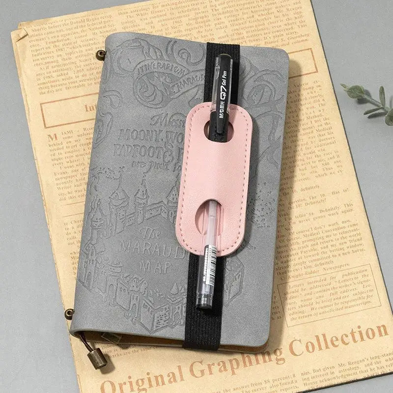 PU Leather Pen Holder with Elastic Band for Notebooks Pen Holder Clip Babs pink 1pcs A2