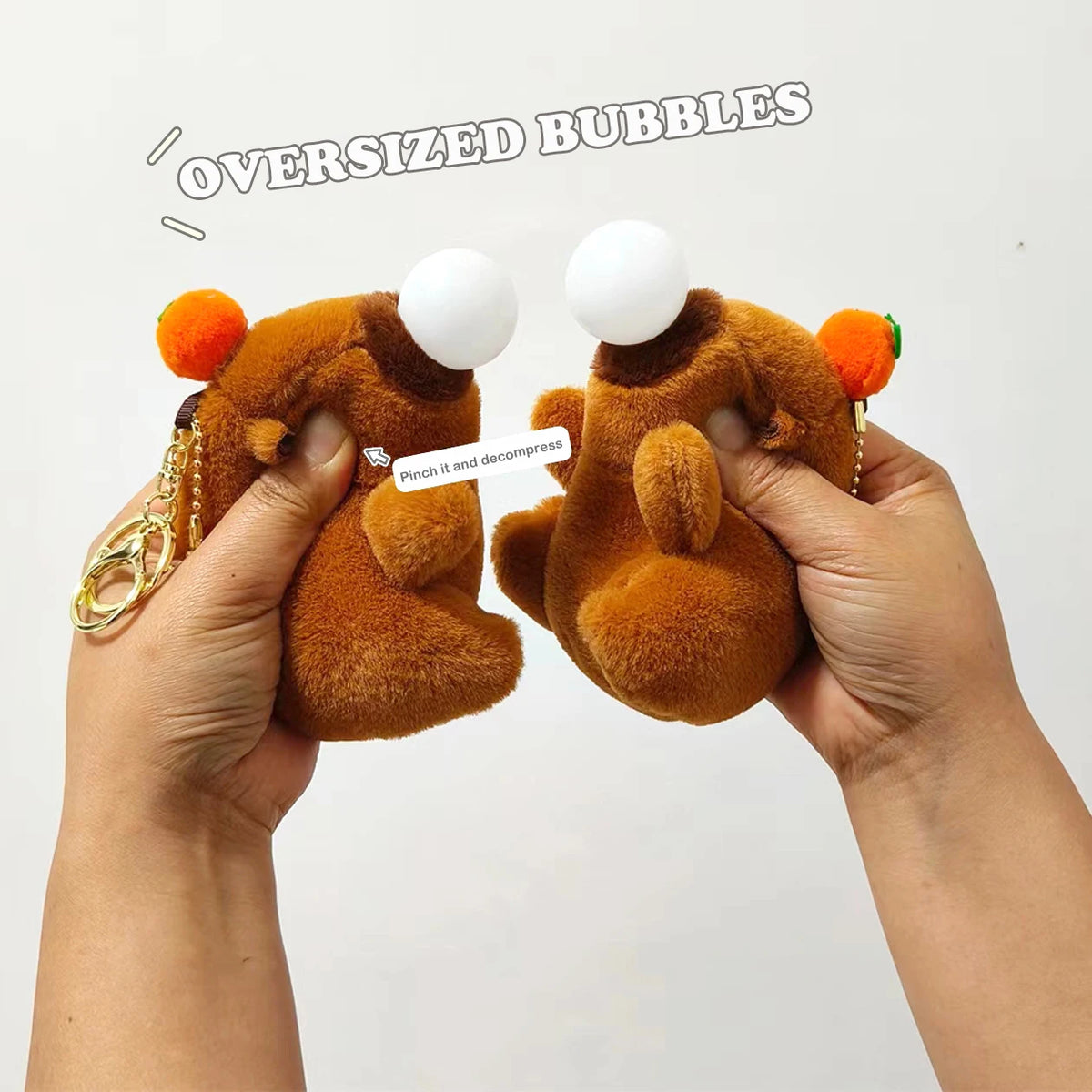 Plush Capybara Keychain Pendant – Cute Persimmon Bubble Doll Plush Keychain Pendant Babs