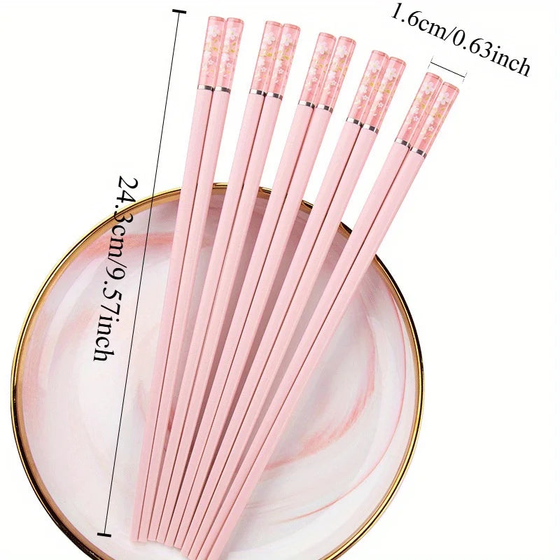 Pink Alloy Chopsticks with Cherry Amber | Reusable Tableware Reusable Chopsticks Babs