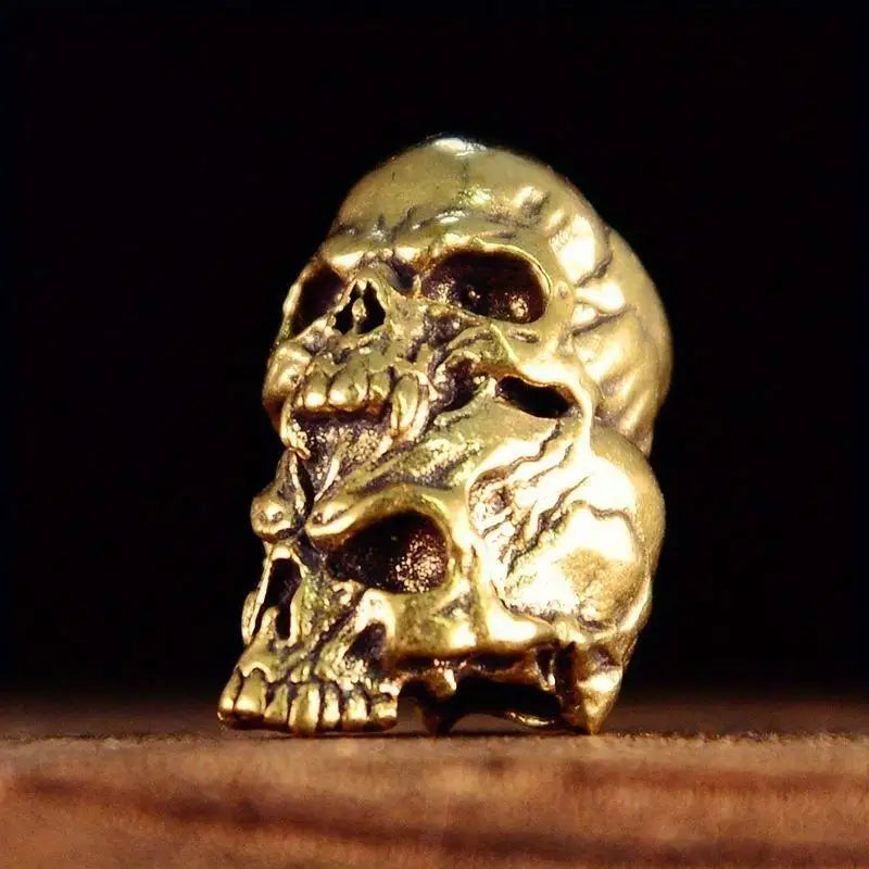 Brass Double Layer Skull Knife Bead EDC Paracord Lanyard Pendant Brass Lanyard Pendant Babs