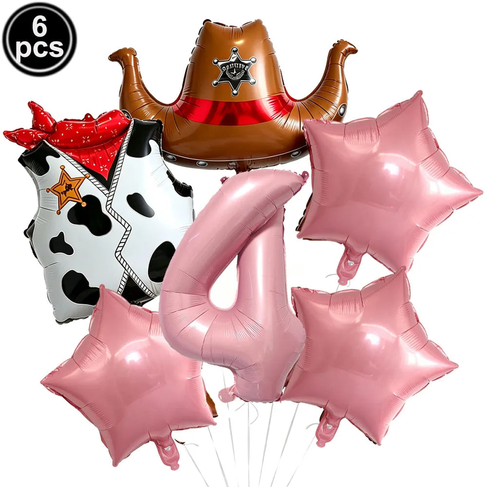 Western Cowboy Foil Balloon Set – 6pc Birthday Party Decor