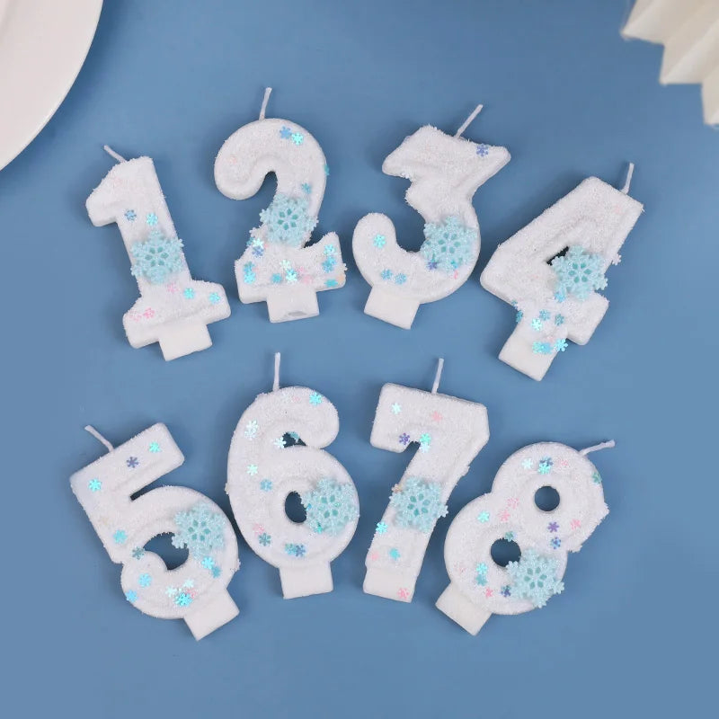 Glitter Snowflake Number Candles 0-9 Birthday Cake Topper Birthday Cake Candles Babs