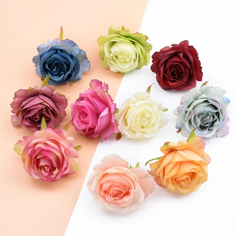 10Pcs Silk Rose Heads – Wedding, Home & DIY Craft Décor Artificial Silk Flowers Babs