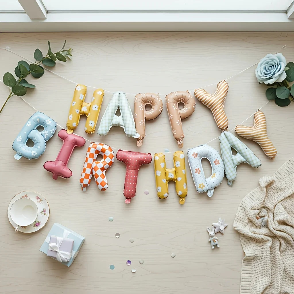 Happy Birthday Foil Balloon Banner – 16" Reusable Party Decor Foil Balloon Banner Babs