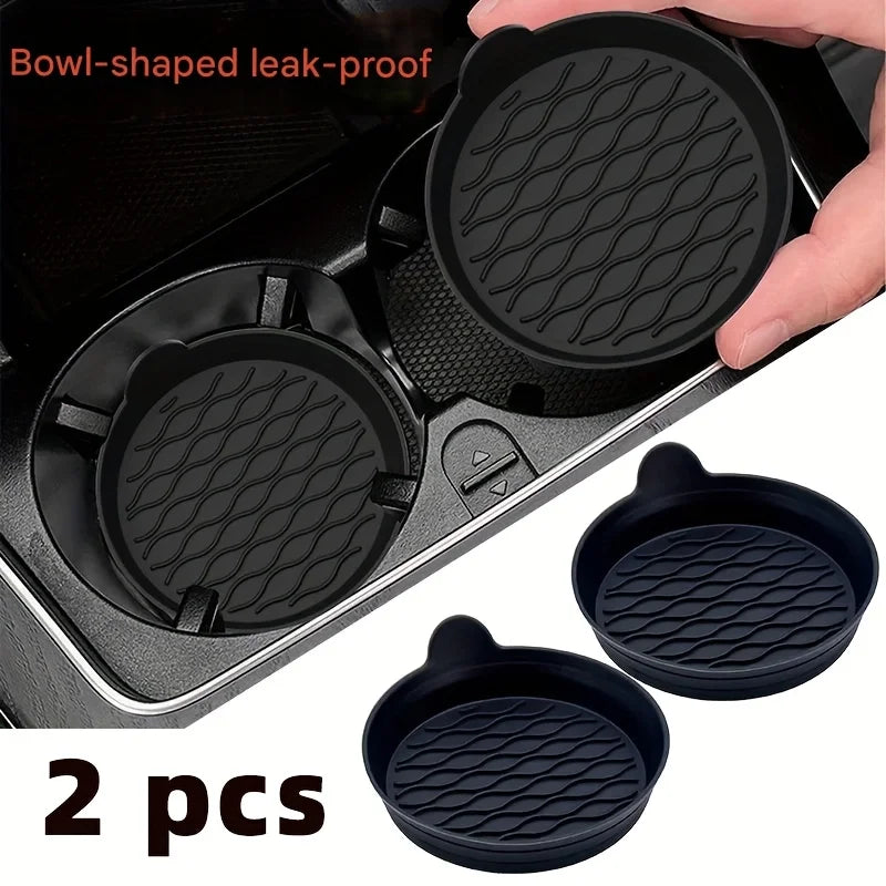 2pcs Silicone Car Cup Holder Coaster Anti-Slip Console Pad Car Cup Holder Pad Babs black2pcs