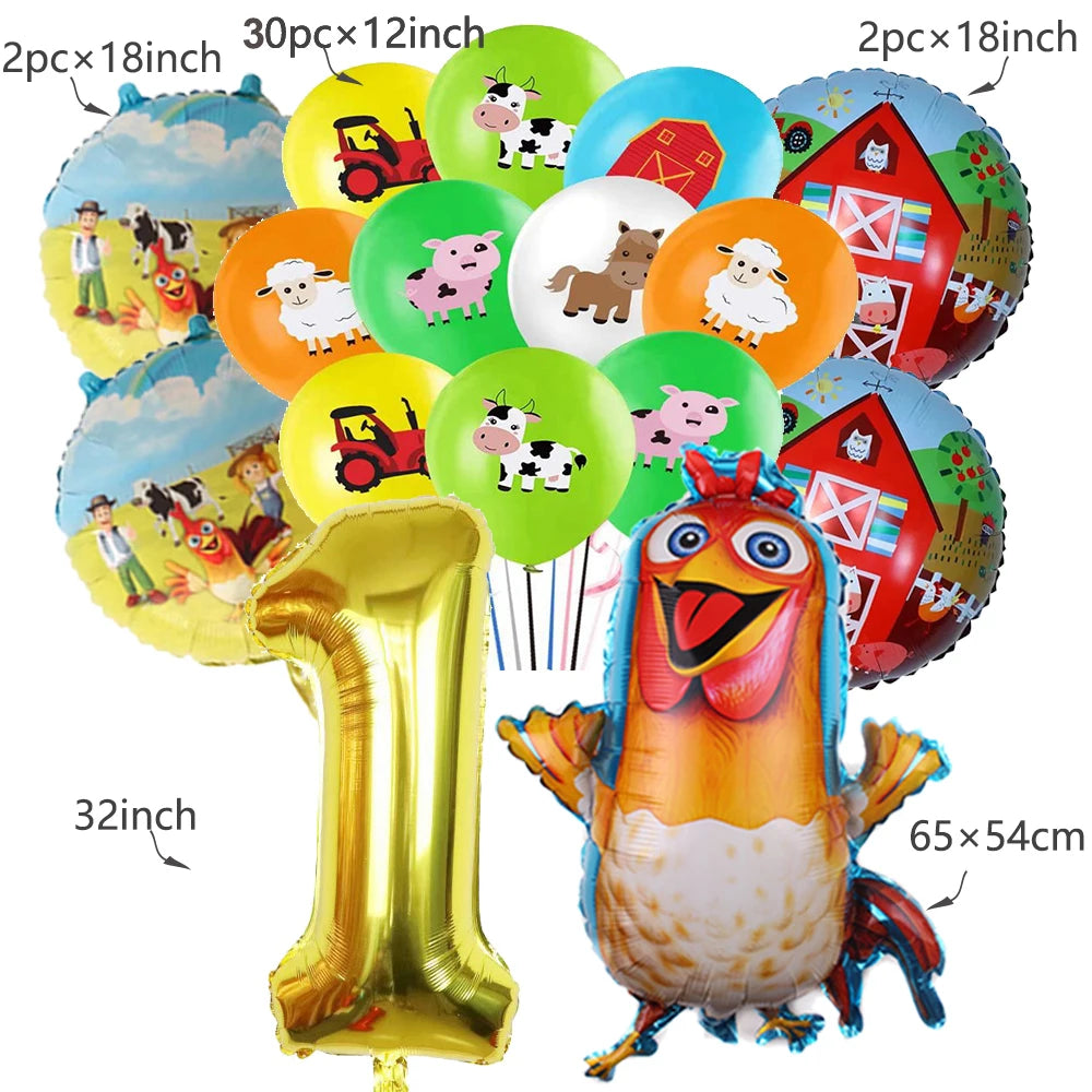Farm Animal Foil Balloons Set – Cow Sheep Duck Pig Party Decor Party Balloons Set Babs Olive As show