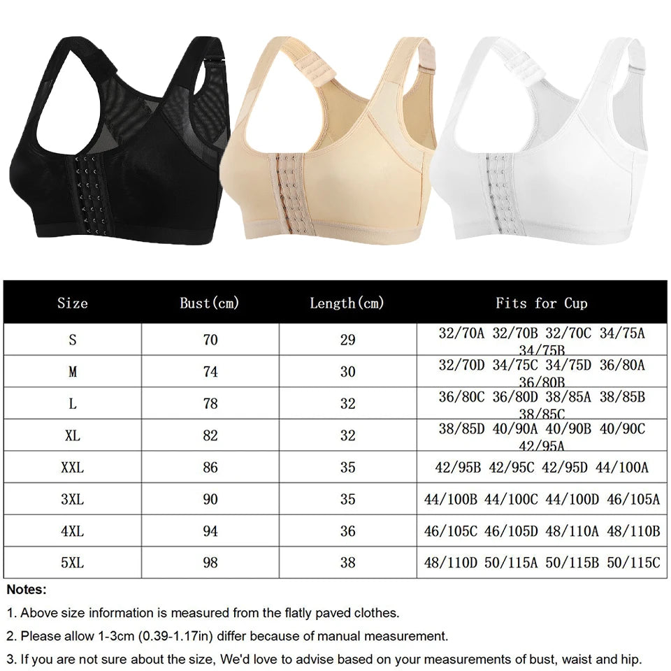 Front Closure Posture Bra – Wire-Free Push Up Cross Back Posture Corrector Bra Babs