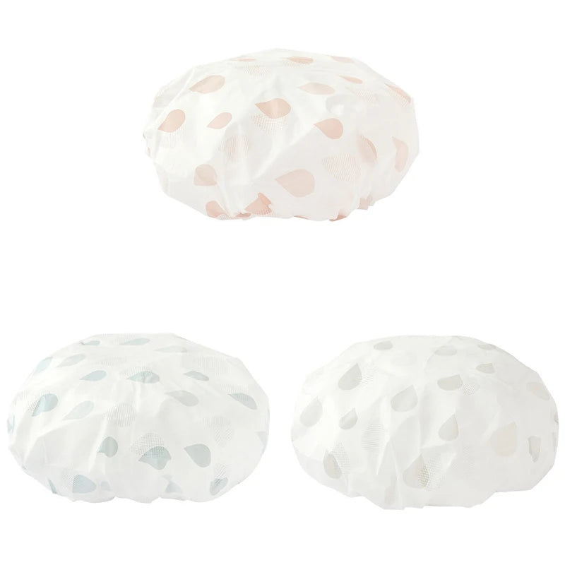 Women's Luxury Reusable Shower Cap – Eco-Friendly Bath & Swim Reusable Shower Cap Babs 3pcs-Pink Blue Grey
