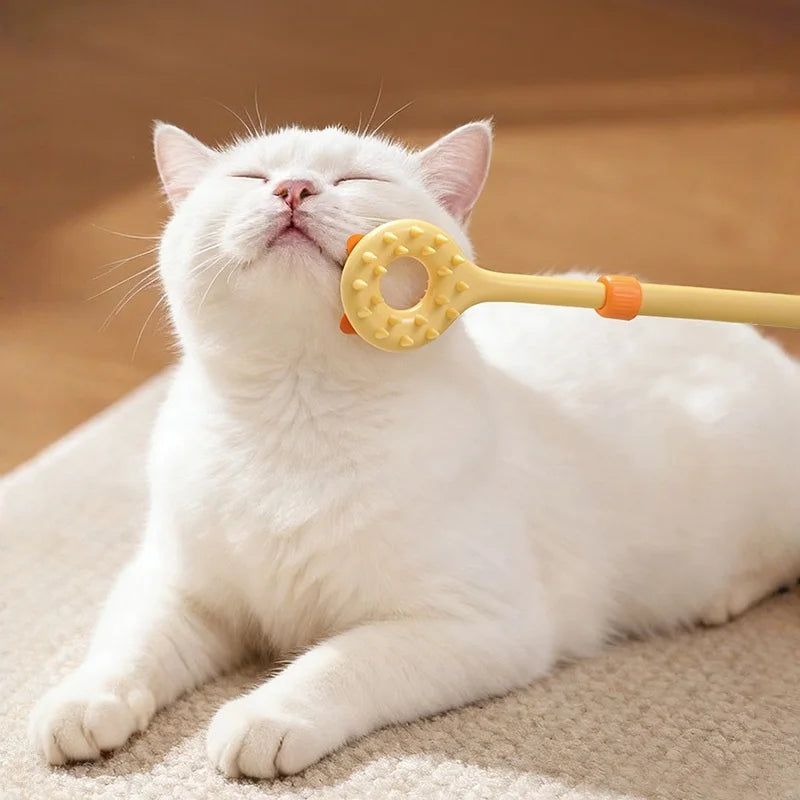 3-in-1 Cat Scratcher, Massage Stick & Grooming Brush w/ Teaser Cat Grooming Toy Babs