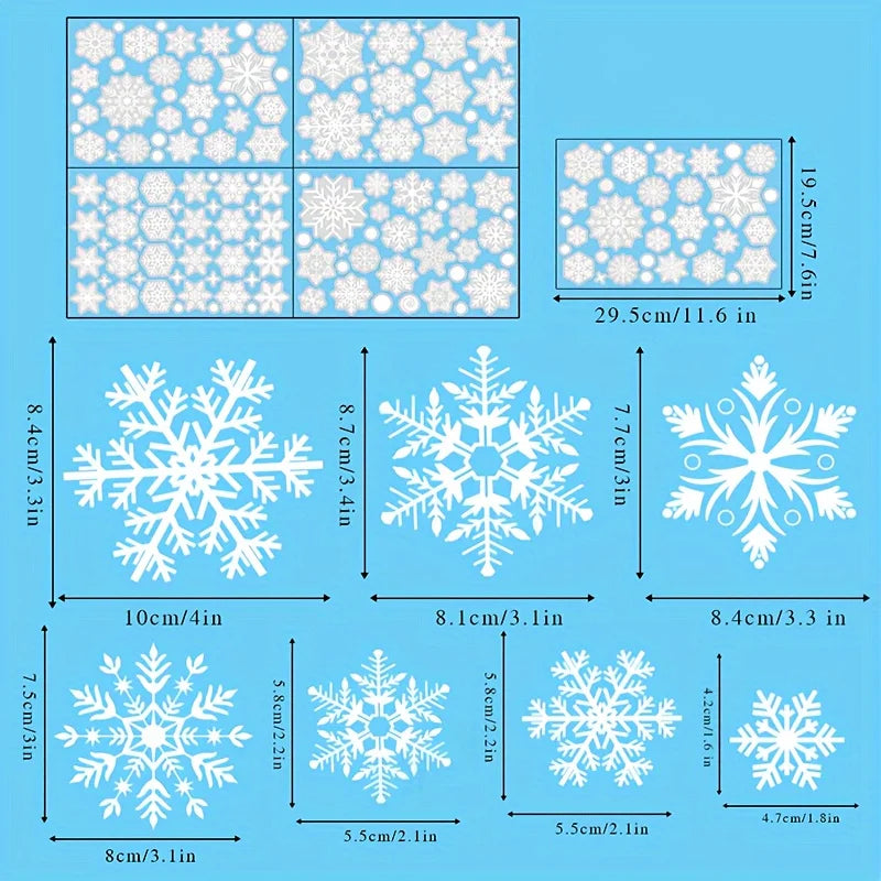 137-Pc Christmas Snowflake PVC Window Cling Stickers – Reusable Window Cling Stickers Babs