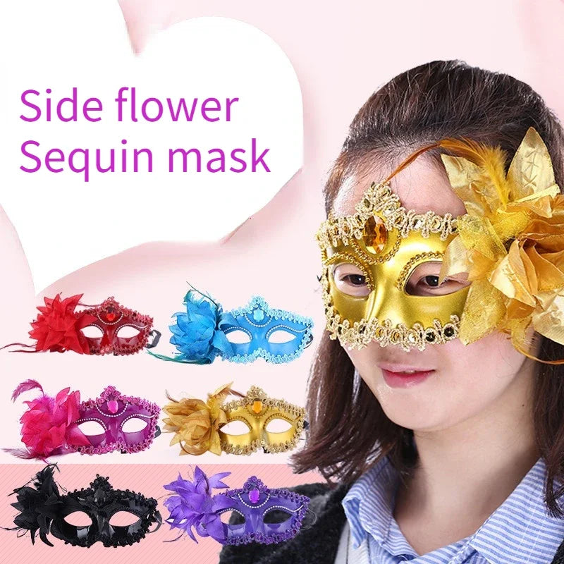 20pcs Venetian Masquerade Masks Sequin Flower Halloween Party Masquerade Mask Set Babs