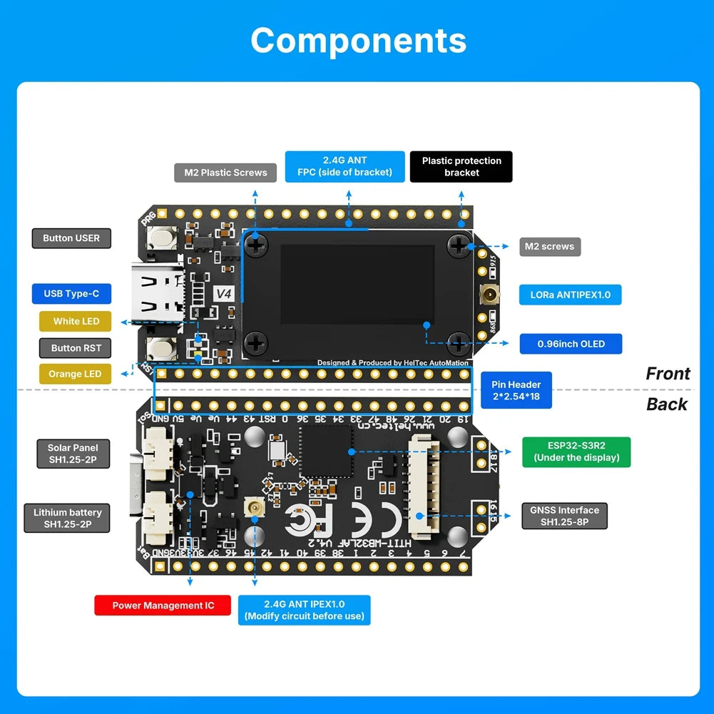 WiFi LoRa 32 V4 ESP32-S3 SX1262 Solar Dev Board Meshtastic IoT Development Board Babs