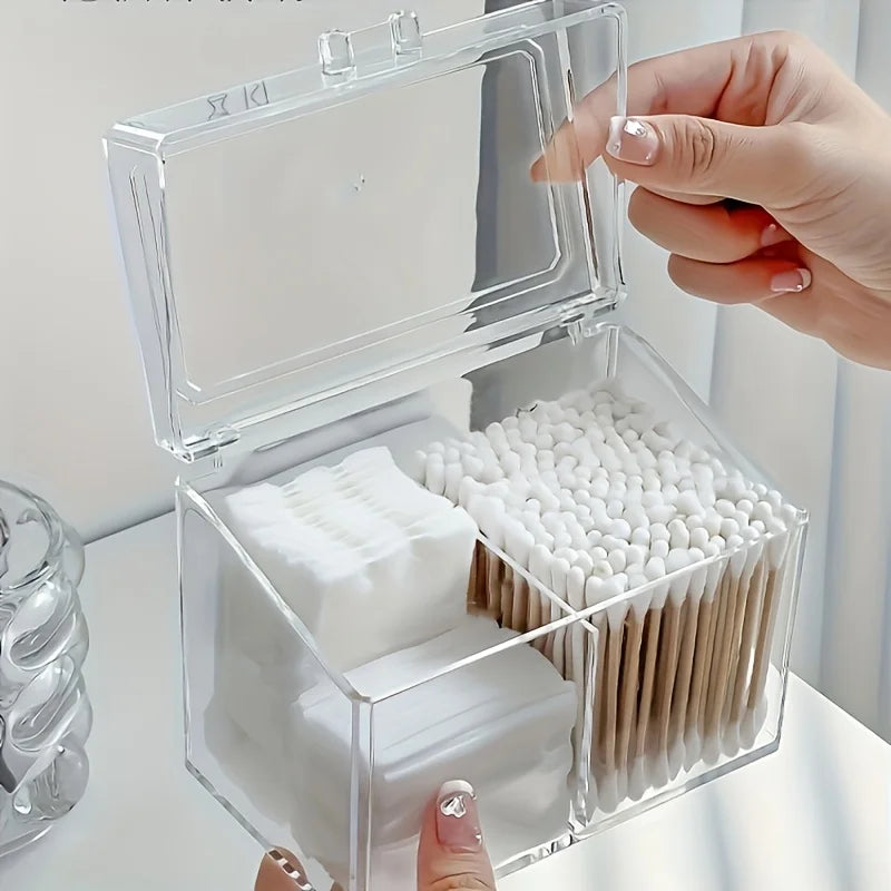 Acrylic Cotton Swab, Pad & Ball Dispenser Storage Box Cosmetic Storage Organizer Babs