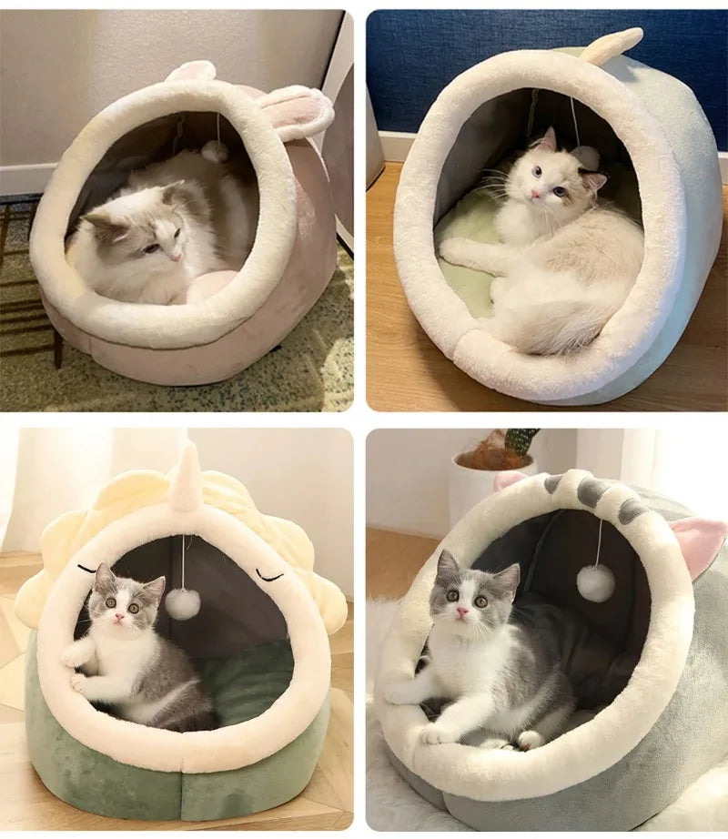 Cartoon Cave Cat Bed – Foldable, Washable, 100% Cotton Cat Cave Bed Babs