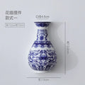 Ceramic Blue & White Porcelain Wall Vase | Lucky Bamboo Decor Decorative Ceramic Vase Babs A High 13 cm