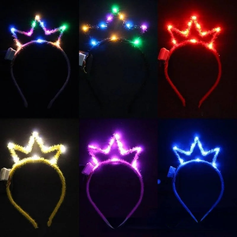 12pcs LED Light-Up Crown Queen Headbands for Parties & Events LED Party Headband Babs